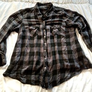 Grunge flannel in black and grey by Torrid